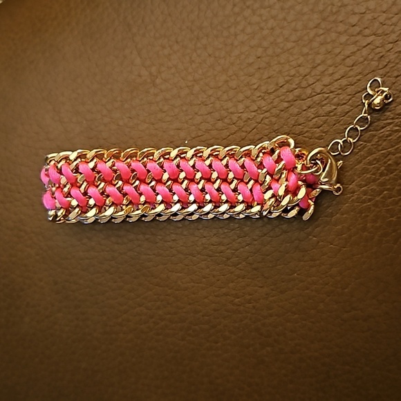 Hot Pink Barbie Cord Braided Chain Bracelet - Picture 7 of 7
